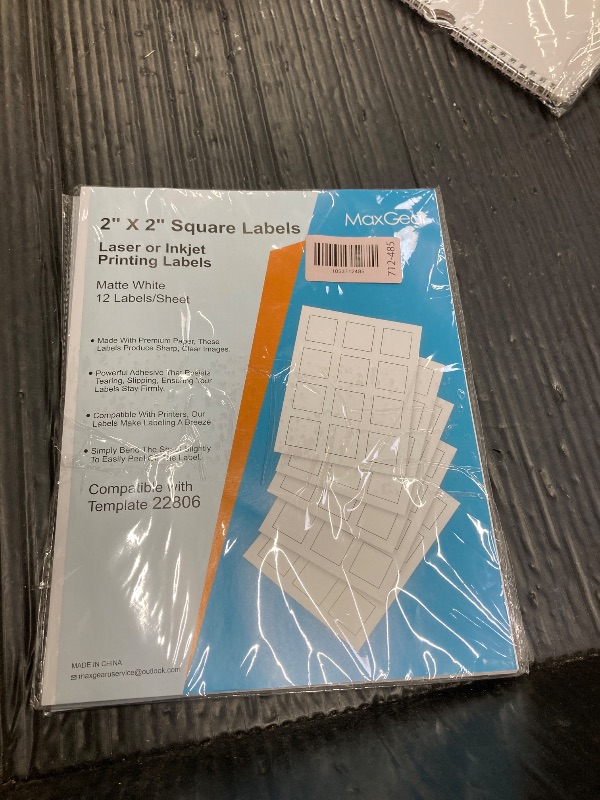 Photo 1 of **pack of 2****MaxGear 2" x 2" Square Labels, for Inkjet or Laser Printer, Matte White Printable Sticker Labels Sheets, Strong Adhesive, Dries Quickly, Holds Ink Well, 360 Pcs