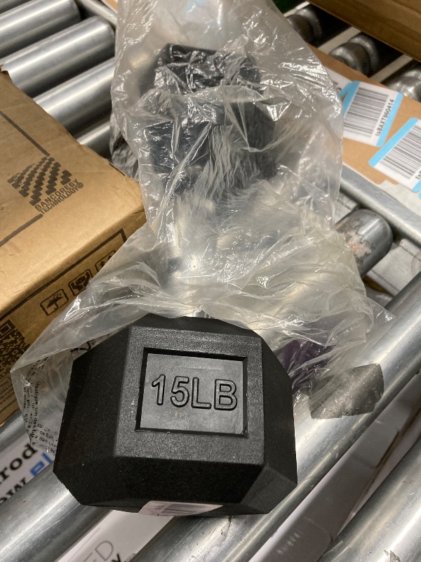 Photo 1 of Amazon Basics Rubber Hex Dumbbell Hand Weight, 15 Pounds, Single