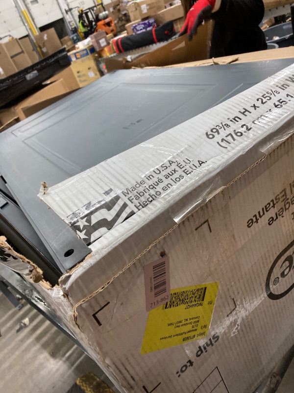 Photo 1 of ***MISSING PARTS***Sterilite 4 Shelf Cabinet, Lockable Utility Storage w/ Adjustable Shelves, Gray - Plastic Shelving Unit for Organizing Garage, Pantry, Basement, Laundry Room or Mudroom