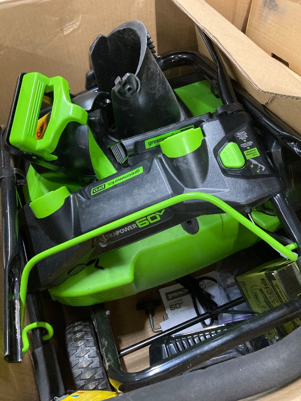 View 2 of ***Selling for Parts Only***Greenworks 60V 20" Brushless Cordless Snow Blower (Single-Stage), 5.0 Ah Battery and Charger Included