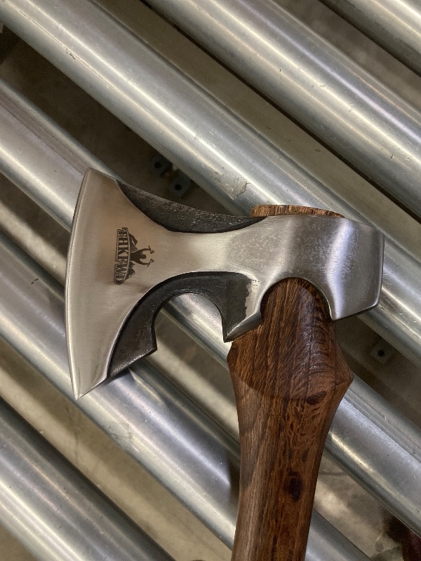 Photo 1 of - Axe and Sheath Only- Camping Hatchet -Chopping Axe with Leather Sheath, 22.3" Forged Carbon Steel Wood Splitting Axe for Chopping Camping Survival