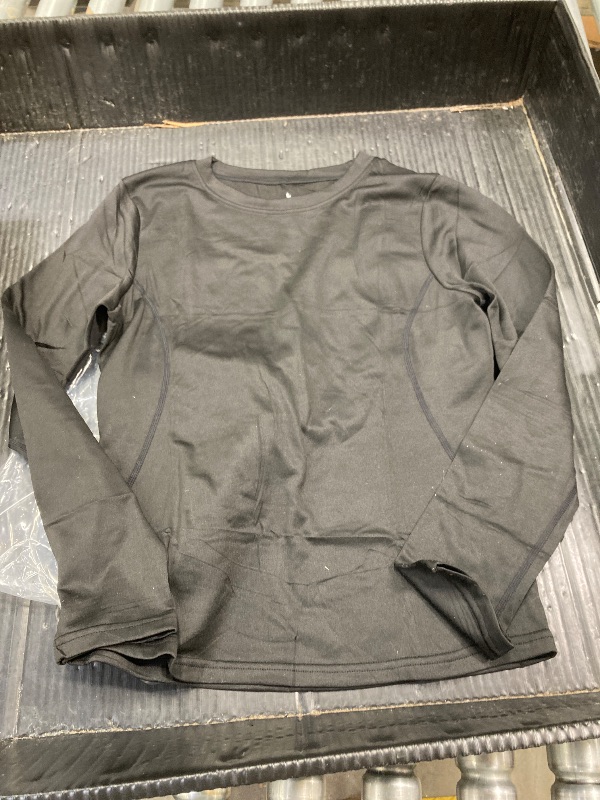 Photo 1 of ***SMALL LOOKING LARGE*13.5" ACROSS BACK & 14" ACROSS BUST***Womens Long Sleeve Thermal Shirts, 2025 Fall Winter Crew Neck Fitted Shirt for Women, Comfortable Stretch Basic Tight Long Sleeve Underwear Tops, Black (L)***SMALL LOOKING LARGE*13.5" ACROSS BAC