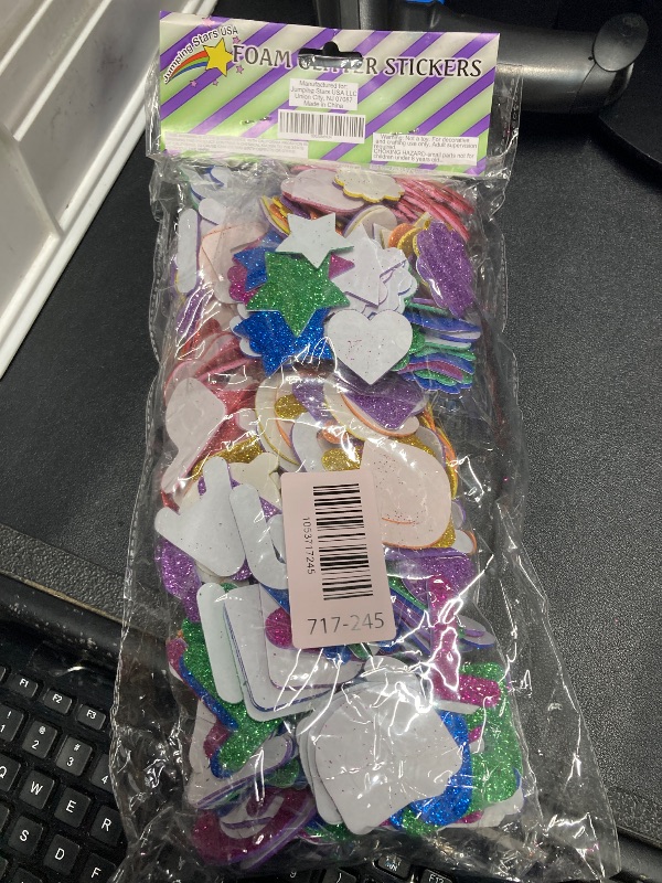 Photo 1 of [8 Sets] Letters and Shapes Foam Glitter Alphabet Stickers (Pack of Approx. 384 Pieces) Self Adhesive - 8 Colors | 208 Letters, 80 Vowels and 96 Shapes