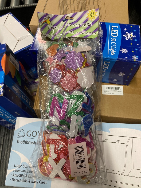 Photo 1 of [8 Sets] Letters and Shapes Foam Glitter Alphabet Stickers (Pack of Approx. 384 Pieces) Self Adhesive - 8 Colors | 208 Letters, 80 Vowels and 96 Shapes