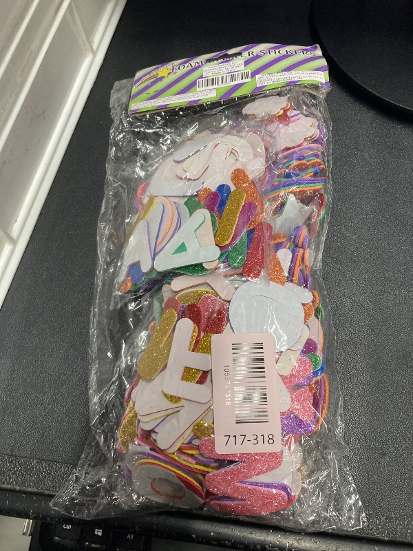 Photo 1 of [8 Sets] Letters and Shapes Foam Glitter Alphabet Stickers (Pack of Approx. 384 Pieces) Self Adhesive - 8 Colors | 208 Letters, 80 Vowels and 96 Shapes