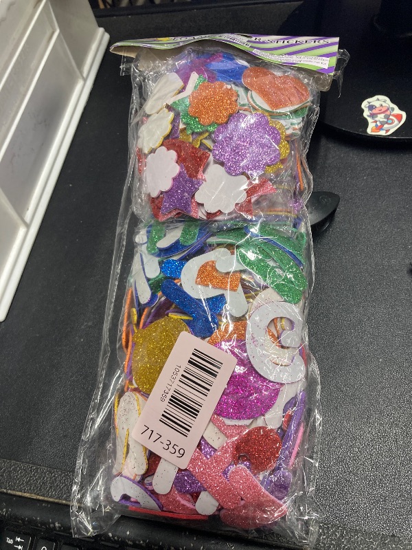 Photo 1 of [8 Sets] Letters and Shapes Foam Glitter Alphabet Stickers (Pack of Approx. 384 Pieces) Self Adhesive - 8 Colors | 208 Letters, 80 Vowels and 96 Shapes