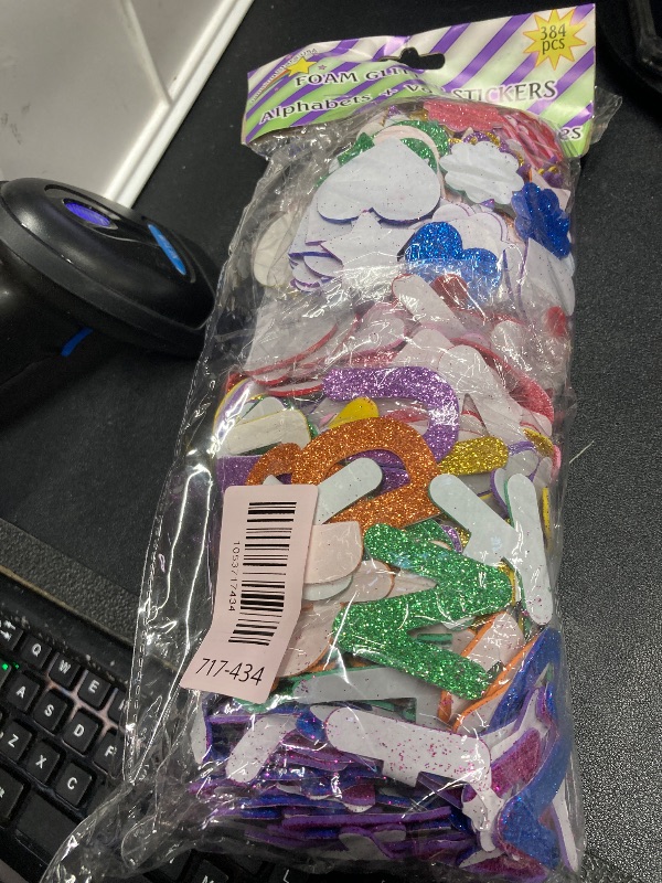 Photo 1 of [8 Sets] Letters and Shapes Foam Glitter Alphabet Stickers (Pack of Approx. 384 Pieces) Self Adhesive - 8 Colors | 208 Letters, 80 Vowels and 96 Shapes