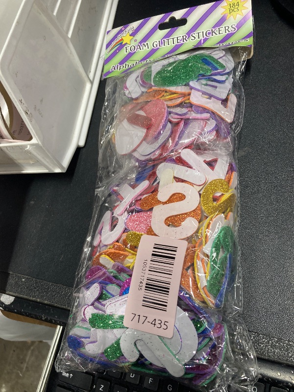 Photo 1 of [8 Sets] Letters and Shapes Foam Glitter Alphabet Stickers (Pack of Approx. 384 Pieces) Self Adhesive - 8 Colors | 208 Letters, 80 Vowels and 96 Shapes