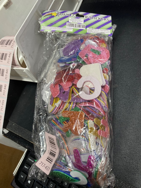 Photo 1 of [8 Sets] Letters and Shapes Foam Glitter Alphabet Stickers (Pack of Approx. 384 Pieces) Self Adhesive - 8 Colors | 208 Letters, 80 Vowels and 96 Shapes