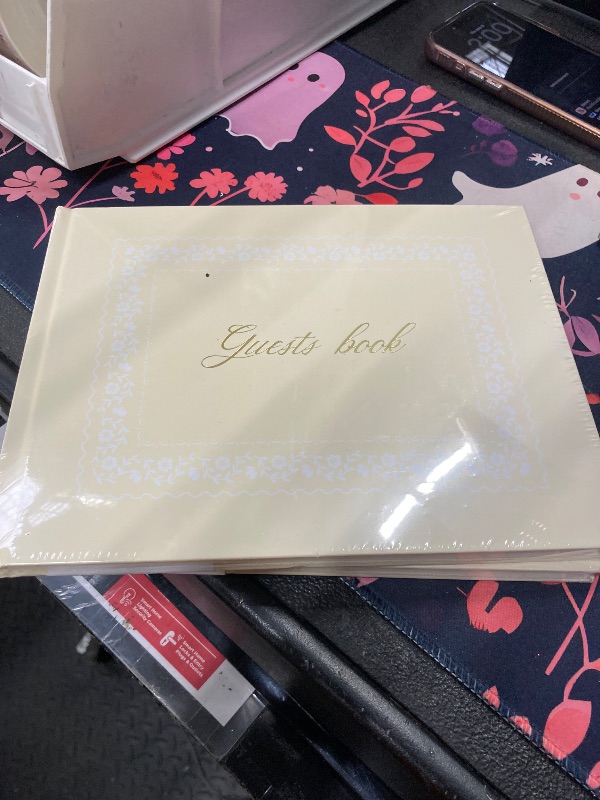 Photo 1 of &And Per Se Guest Book for Party, Photo Book, Blank Book and Birthday Guest Book for Special Events, Baby Shower Book to Sign with Blank Lined Pages & Photo Spots (Beige with Pattern)2 PACK