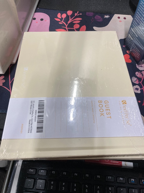 Photo 1 of &And Per Se Guest Book for Party, Photo Book, Blank Book and Birthday Guest Book for Special Events, Baby Shower Book to Sign with Blank Lined Pages & Photo Spots (Beige with Pattern) 2PACK