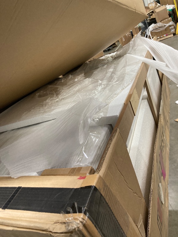 Photo 1 of **factory sealed **Benjara Pok 66 Inch 6 Drawer Wide Dresser Chest, Beveled Mirror Trim, Champagne, Golden