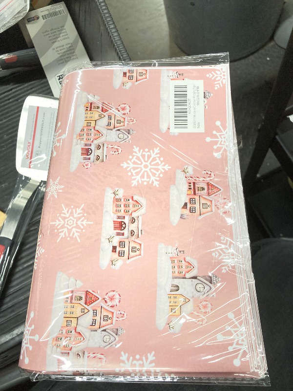 Photo 1 of **2 PACK***GIOLAINY Pink Christmas Wrapping Paper for Girls Women Kids - Holiday Gift Wrap with Winter Houses & Snowflakes - 4 Sheets (28 x 40 inches), Easy to Store