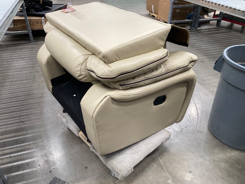 Photo 1 of ***9" SLICE IN FRONT OF CHAIR AS PICTURED***Lexicon Amite Faux Leather Upholstered Glider Reclining Chair in Beige***9" SLICE IN FRONT OF CHAIR AS PICTURED***