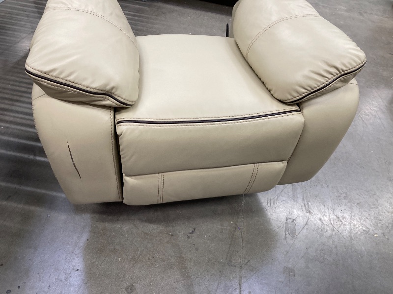 Photo 1 of ***9" SLICE IN FRONT OF CHAIR AS PICTURED***Lexicon Amite Faux Leather Upholstered Glider Reclining Chair in Beige***9" SLICE IN FRONT OF CHAIR AS PICTURED***