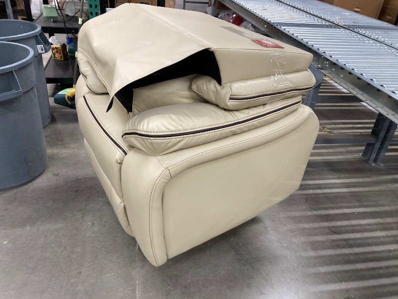 Photo 1 of ***9" SLICE IN FRONT OF CHAIR AS PICTURED***Lexicon Amite Faux Leather Upholstered Glider Reclining Chair in Beige***9" SLICE IN FRONT OF CHAIR AS PICTURED***