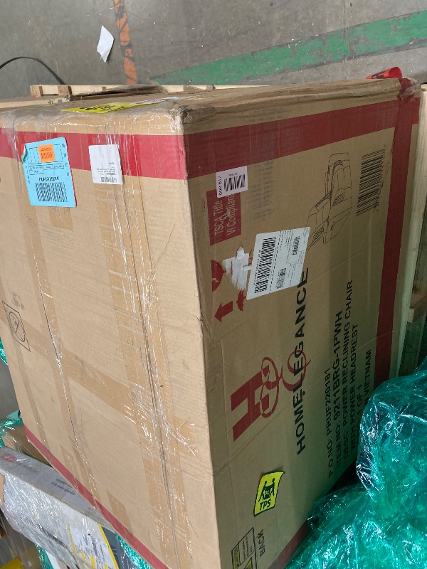 Photo 1 of **factory sealed ***Benjara Mia 40 Inch Power Recliner Chair, Faux Leather, LED, USB, Cupholders, Brown Gray