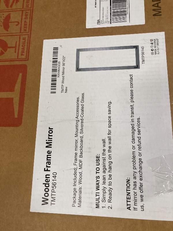 Photo 1 of **with scratches**TRAHOME Full Length Mirror with Wooden Frame, 56"X22" Solid Wood Standing Floor Mirror for Farmhouse, Bathroom, Bedroom Decor, Hanging or Leaning Wall-Mounted