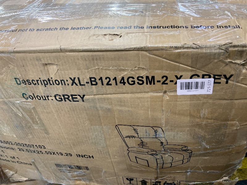 Photo 1 of ***(PARTS ONLY -MISSING PARTS -SELLING AS IS)*** JONPONY Massage Swivel Rocker Recliner Chair with Vibration Massage and Heat Ergonomic Lounge Chair for Living Room with Rocking Function and Side Pocket, 2 Cup Holders, USB Charge Port ,Grey ***BOX RIPPED