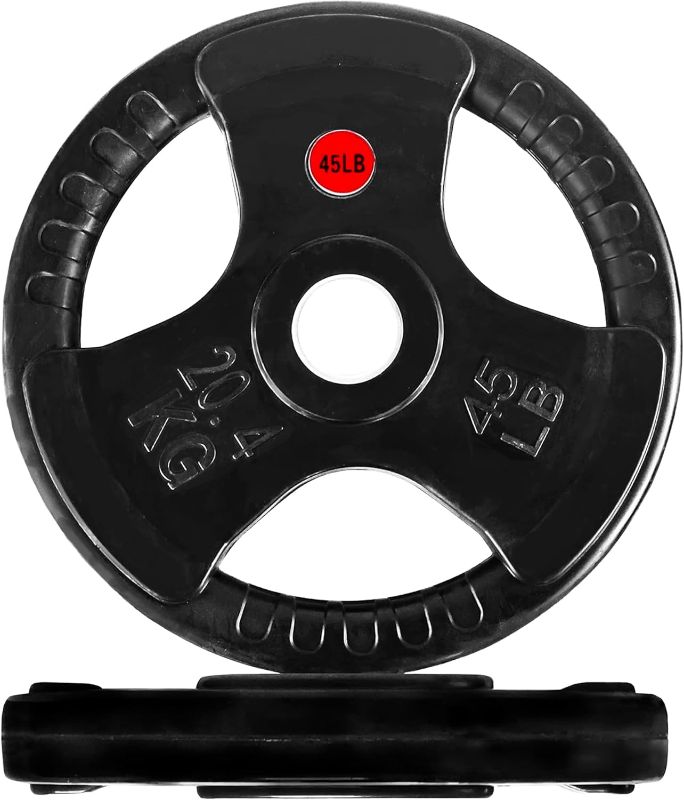 Photo 1 of **ONLY ONE***Fitvids Olympic Cast Iron 2-Inch Weight Plate for Strength Training & Weightlifting, Rubber Coated Style, Multiple Weights Available   45LB SET