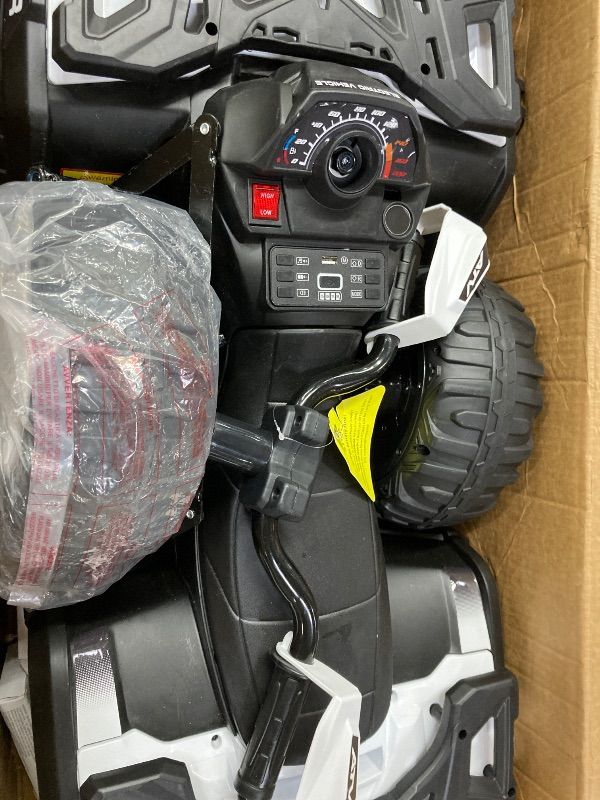 Photo 1 of **MISSING PARTS***12V Kids Ride On Toys Car w/Parent Remote Control, Spring Suspension, LED Lights, Bluetooth, Music, USB, Early Education, Volume Control, Off-Road ATV 4 Wheeler Design w/Colorful LED Flag, Boys Girls