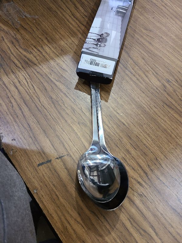 Photo 1 of 2 Pcs Stainless Steel Cooking Spoons Set, Solid & Slotted Metal Serving Spoons, Heavy Duty Sturdy Large Soup Ladle, High Heat Resistant Kitchen Cooking Utensils for Mixing, Stirring, Easy to Clean