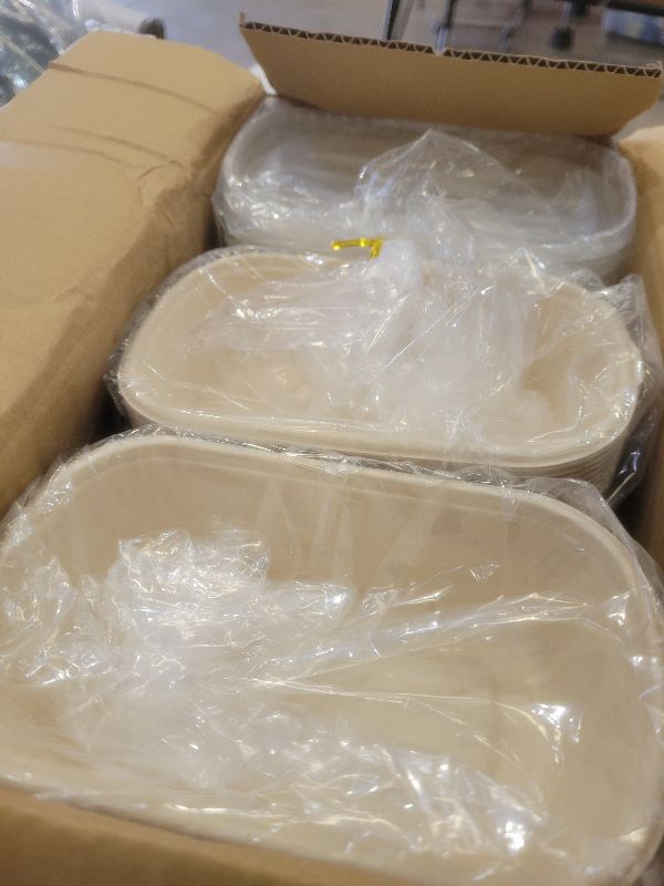 Photo 1 of 100 Pack 23 Oz Disposable Meal Prep Containers with Lids, Rectangle Paper Bowls with Lids for Salad,Leftovers, Leak-proof To Go Food Box Cardboard Lunch Box Compostable Take Out Food Containers
