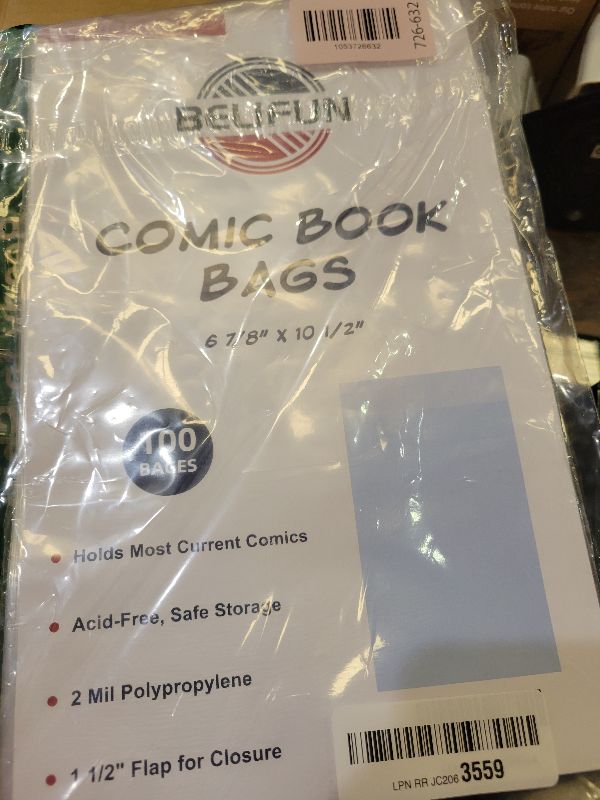 Photo 1 of 100ct Current Comic Bags and Boards - Reusable Boards, Bags 1 1/2" Flap, Clear Protector