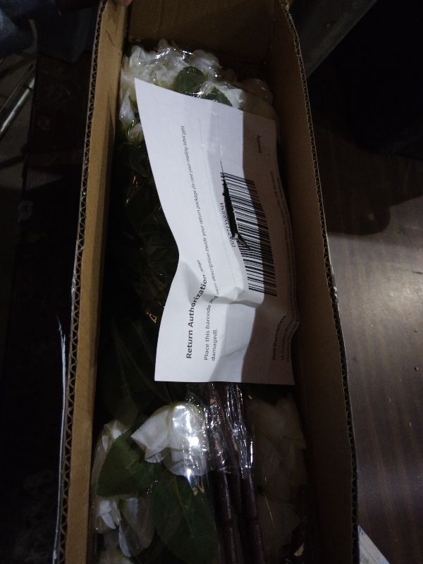 Photo 1 of 16 Bundles Artificial Roses for Front Door Outdoor Decor, Realistic Fake Silk Bouquets Flowers Faux UV Resistant Real Looking Rose Plants for Garden Balcony Farmhouse Home Spring Summer Decor (White)