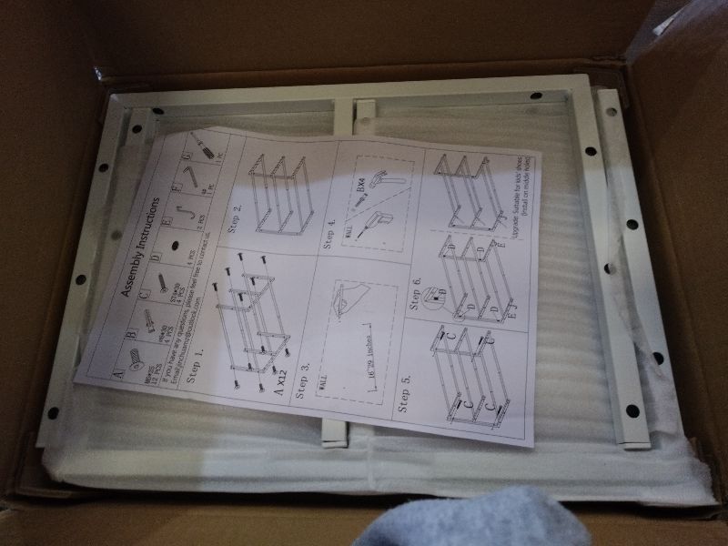 Photo 1 of 2 Pack Wall Mounted Shoe Rack, 3 Tier Hanging Shoe Rack Holds 24 Pairs, 17"-30"Adjustable Heavy Duty Metal Shoe Organizer Holder with 4 Storage Hooks, Space Saving for Closet Entryway Doorway?White)