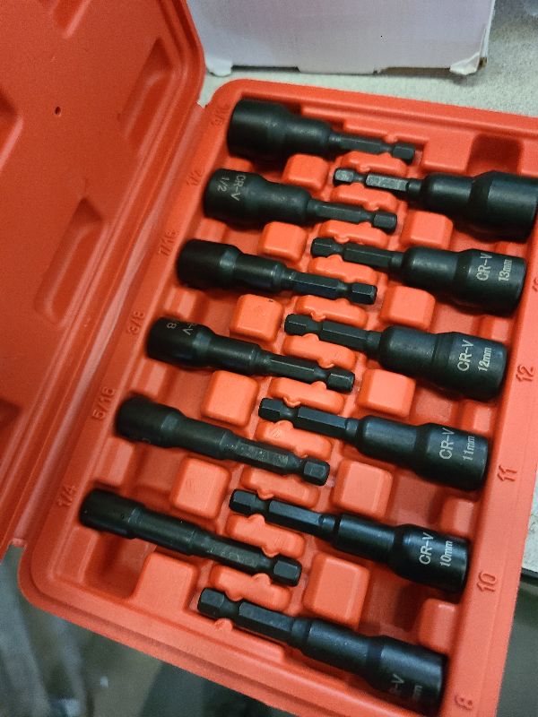 Photo 1 of 12-Piece Magnetic Nut Driver Set - Premium Impact Power Hex Nut Driver Drill Bit Master Kit, SAE & Metric, 1/4-Inch Quick-Change