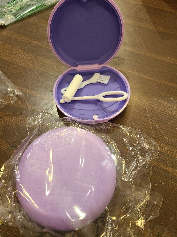 Photo 1 of 2 Pack Retainer Case, Compatible with Invisalign, Slim Aligner Case with Removal Tool, Aligner Seaters & Brush, Pocket Size Secure Magnetic Closure for Travel - Purple