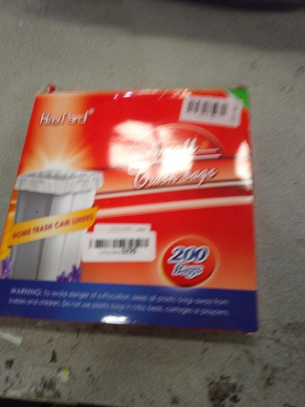 Photo 1 of 200 Counts 2 Gallon (1.8-2 Gal) Small Trash Bags Garbage Bags by RayPard, fit 1.6,1.8,2,2.2 Gal Waste Basket, 6.5-7 Liter Strong Trash Can Liners for Home Office Kitchen Bathroom Bedroom, Clear