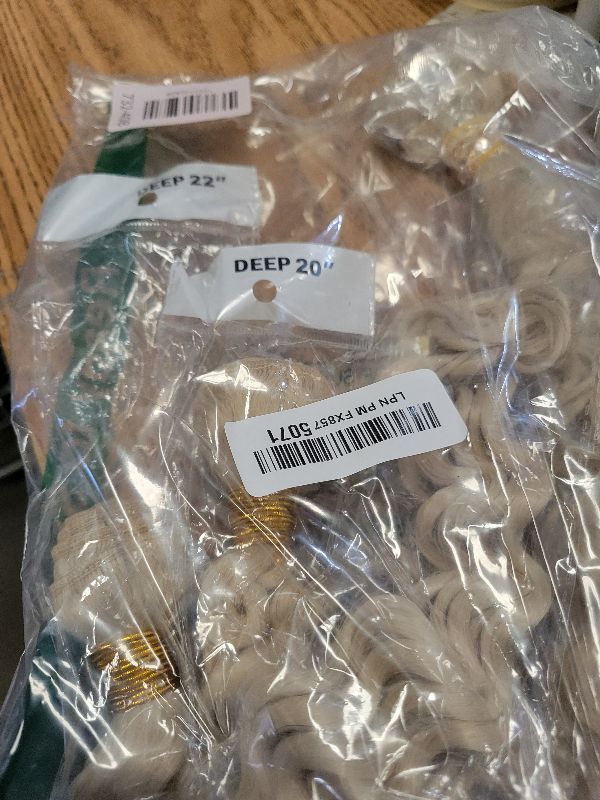 View 2 of #613 Deep Wave Bundles Human Hair Blonde Bundles 18 20 22 Inch Virgin Double Weft Bleach Blonde Deep Curly Bundle Human Hair Extenisons 50g/Bundle Total 150g