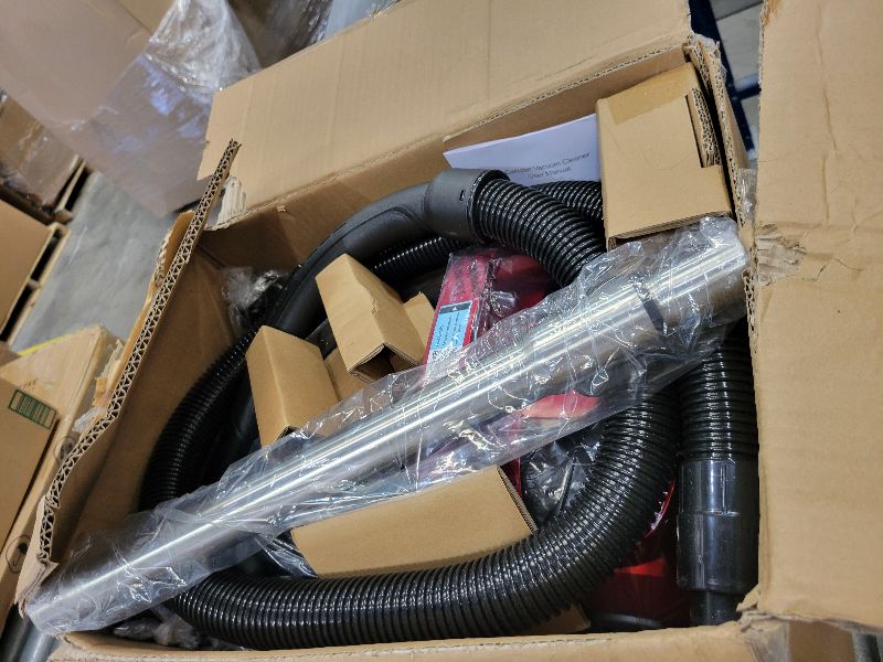 Photo 1 of 1600W Canister Vacuum Cleaner, Bagless Vacuum Cleaner with 45kPa Strong Suction, 4L Large Dust Cup, Variable Speed Control, 5 Tools, Lightweight Canister Vacuum for Home, Pet, Carpet, Hard Floor, Red