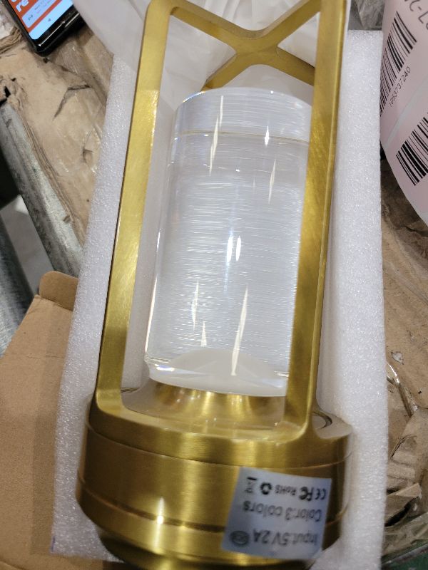 Photo 1 of Portable Metal Table Lamp for Indoor/Outdoor ,Rechargeable Cordless LED Lamp, 3-Colour Infinitely Dimming Battery Powered Small Desk Lamp, Restaurant/Bedroom/Bar/Coffee Shop/Camping Light (Gold)