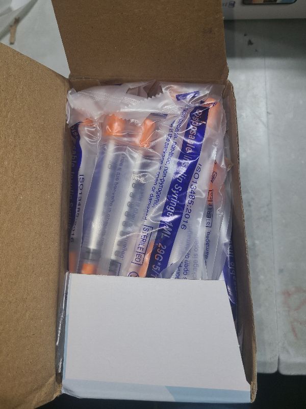 Photo 1 of 1 ml/cc Jeringa 29G 5/16 Inch, Individual Package 100 Pack