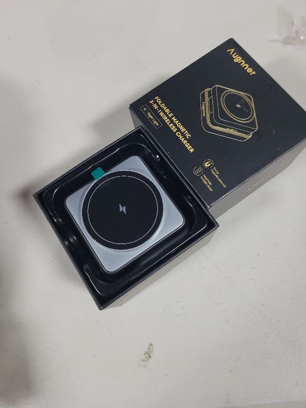 Photo 1 of ?2026 Upgraded?Wireless Charger 3 in 1, Foldable Wireless Charging Station with Night Light for Apple MagSafe Charger, Travel Magnetic Charger Stand, Nightstand Fast 15W Charging Station (20W Adapter)