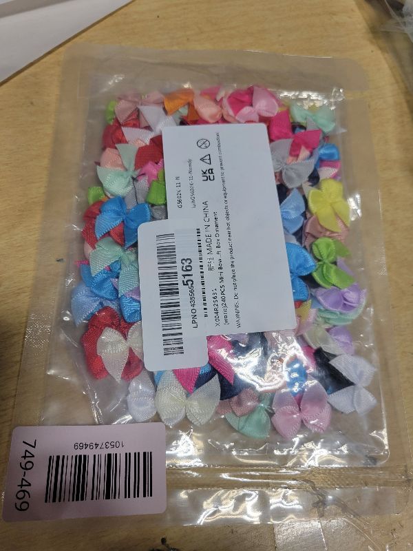 Photo 1 of 240PCS Mini Bows 1" Colorful Satin Ribbon for Crafts Small Bows for DIY Sewing Hair Accessories Clothespins Wedding Gift Box Ornament