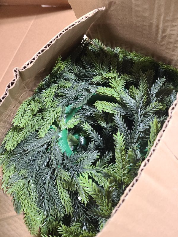 Photo 1 of 10 Pcs Christmas DIY Gree Wreath 10 Inch Green Artificial Wreaths DIY Faux Plain Wreaths Front Door Green Farmhouse Cabinets Wreath Indoor Outdoor Wall Decor(Pine Needle)