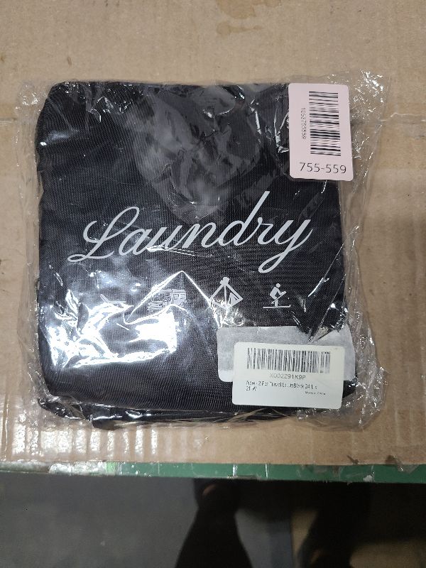 Photo 1 of 2 Pcs Travel Laundry Bag, JHX Dirty Clothes Bag ?Upgraded? with Handles and Aluminum Carabiner, Collapsible Laundry Bag for Travel, Camp, Fitness, and Students?Black? 24"L x 21"W