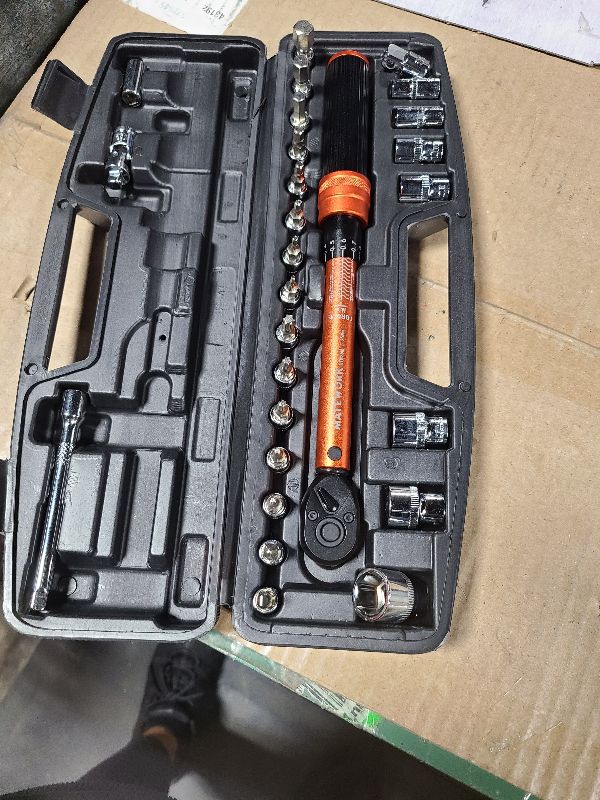 Photo 1 of 1/4 Inch Drive Click Torque Wrench, 27 PCS Bike Torque Wrench Set Double Scale (1-25Nm/8.9-221.3lb.in), 0.1Nm High Precision with Bit Sockets, 3/8 Adapter, Extension Bar, for Bicycle Maintenance