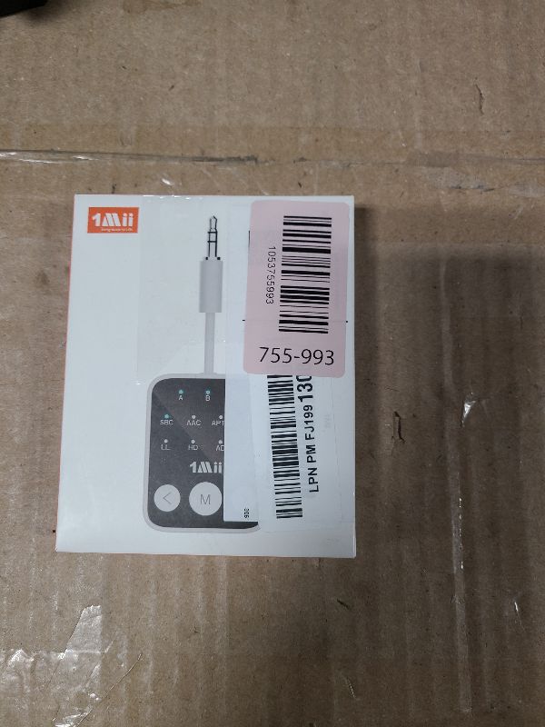 Photo 1 of 1Mii Bluetooth 5.3 Transmitter Receiver 2-in-1, aptX Adaptive & Low Latency Wireless Audio Adapter for Airplane, Dual Link 2 Devices, 25H Playtime, 3.5mm AUX for TV/Car/Home Stereo/Gym -White