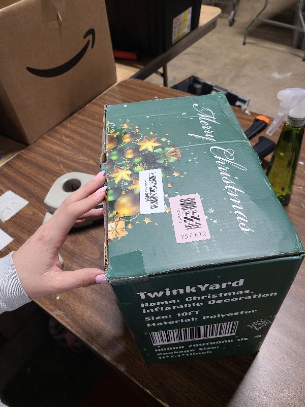 Photo 1 of 10FT Christmas Inflatables Santa Claus Rides Giraffe, Christmas Blow Ups Outdoor Decoration, Built-in LEDs for Holiday Party Front Garden Lawn Yard Patio Outdoor