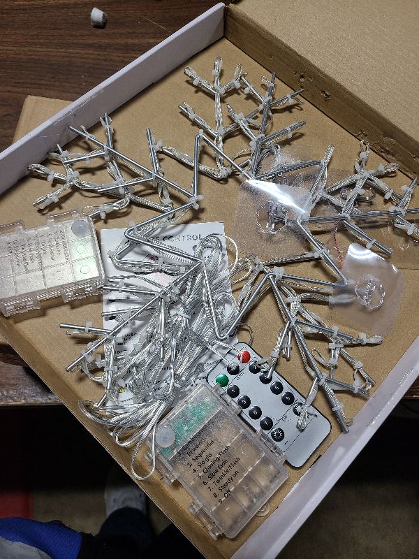 Photo 1 of 2 Pack Christmas Window Snowflake Lights, LED Hanging Decorations Iron Frame Lights, 8 Lighting Modes for Xmas Holiday Indoor Outdoor Wall Party Decor