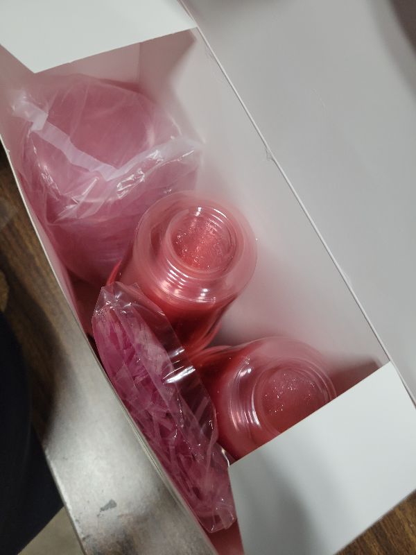 Photo 1 of 16oz Disposable Stemless Glasses with Flat Lids and Straws,PET Disposable Drinking Cups,Clear Plastic Wine Glasses for Parties Birthday,Wedding,Meeting,Christmas Party Supplies. (50, Pink)