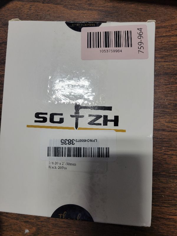 Photo 1 of 1/4-20 x 2 Hex Head Screw Bolt, Nuts, Flat & Lock Washers, 20Pcs 18-8 (304) Stainless Steel, Fully Threaded, Black Oxide by SG TZH