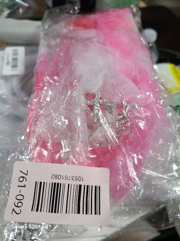 Photo 1 of 2 Pcs Dog Crown Headband Dog Tutu Dress Set Crystal Rhinestone Tiara Crown Tutu Skirt Pet Dress Costume for Puppy Birthday Party Wedding Photo Prop Costume(Large,Rose Red, White)