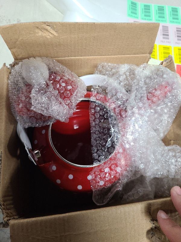 Photo 1 of 1.8Quart Vintage Enamel Tea Kettle Stovetop for Kitchen,Small Tea Pot for Stove Water Kettle with Red White Spots,Hot Water Teapot Coffee Pot for Gas,Induction,Electric,Housewarming Gift(No Whistling)