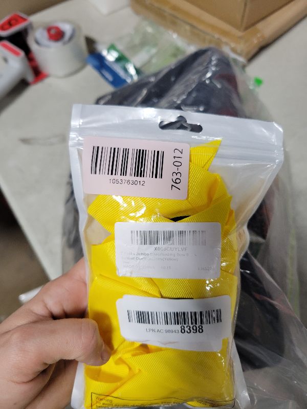 Photo 1 of 2 Packs Jumbo Cheerleading Bow 8 Inch Large Cheer Hair Bows with Ponytail Holder for Teen Girls Softball Outfit Uniform(Yellow)